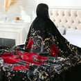 thumbnail image 5 of Heavy Thick Fleece Blanket King Size, 9lbs,1 Ply Silky Soft Warm Flower Embossed Raschel Winter Blanket, Minky Soft Plush Blanket for Sofa Bed, 85"x95", Black & Burgundy Floral, 5 of 9
