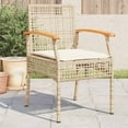 thumbnail image 1 of vidaXL Garden Chairs with Cushions 4 pcs Beige Poly Rattan Acacia Wood, 1 of 5