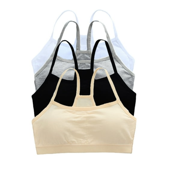 4 Pack Big Girls Bra Comfort Flex Flex Fit Seamless Breathable Straps Girl Training Bra Fit for 10-16 Years Teen