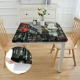 thumbnail image 2 of HAOXIT Symbols Square Fitted Tablecloth Double Decker Bus Red Phone Booths Elastic Edge Tablecloth Waterproof Oilcloth Table Cover for Square table 36*36, 2 of 7