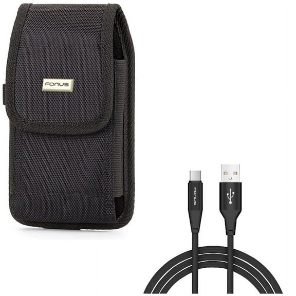 Holster Swivel Case Belt Clip w Charger Cord Type-C 10ft USB Cable L8V for Alcatel Idol 4S - ASUS ZenFone 5z - BLU Vivo XI Plus 5 - CAT S61 S48c - Google Pixel XL - HTC Bolt, U11