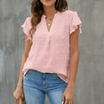 thumbnail image 2 of ZOELNIC Women's Summer V Neck Ruffle Short Sleeve Blouse Business Office Casual Top Shirts,M, 2 of 6