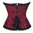 thumbnail image 5 of Gyujnb Women's Strapless Sweetheart Lace Overbust Corset Ruffle Waist Cincher Bustier Halloween Top Halloween Bustier Top,L, 5 of 8