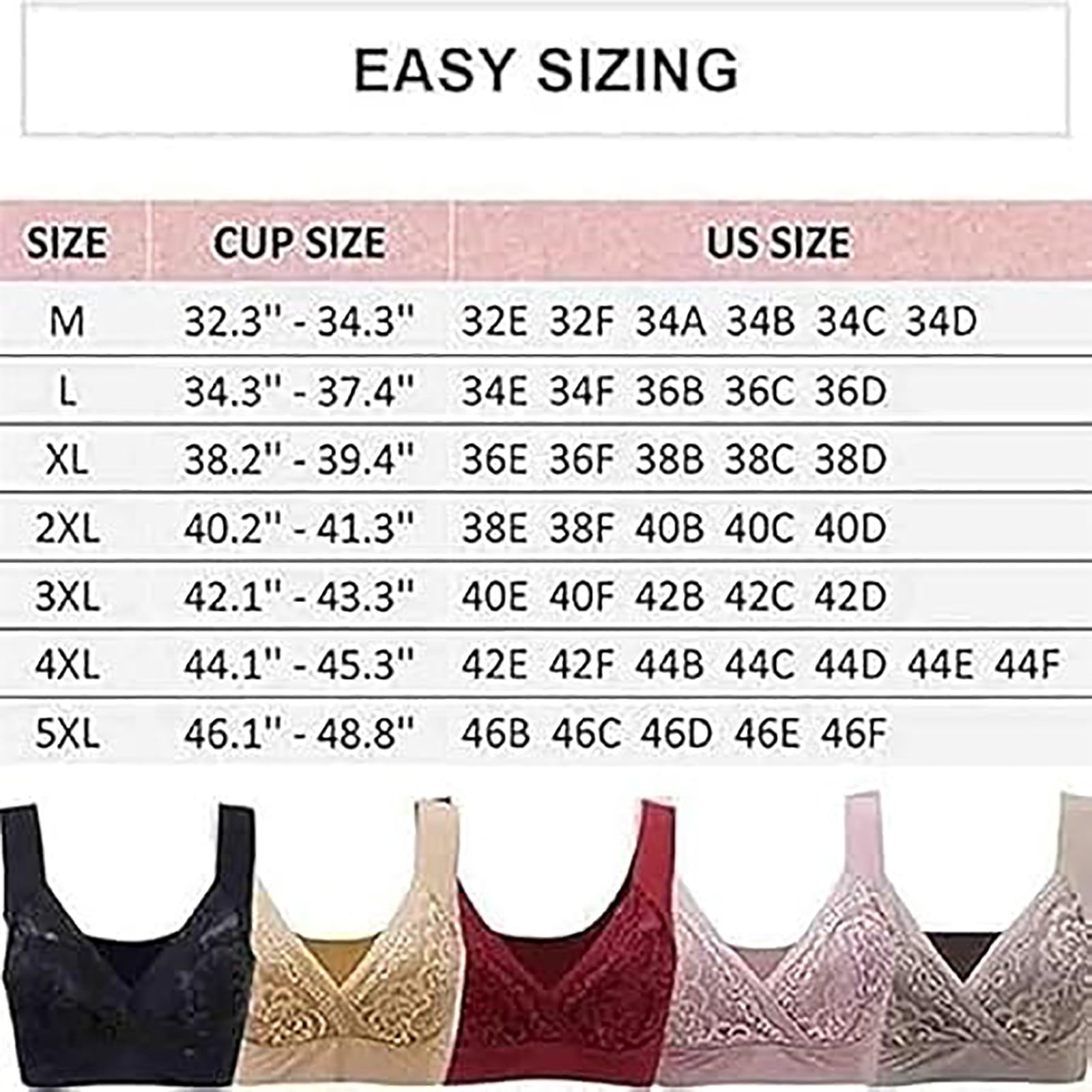 Sweet Home Farm Support Bras for Women New Rosy Lift Bra Plus Size Comfort Extra Elastic Wireless Lace Bras