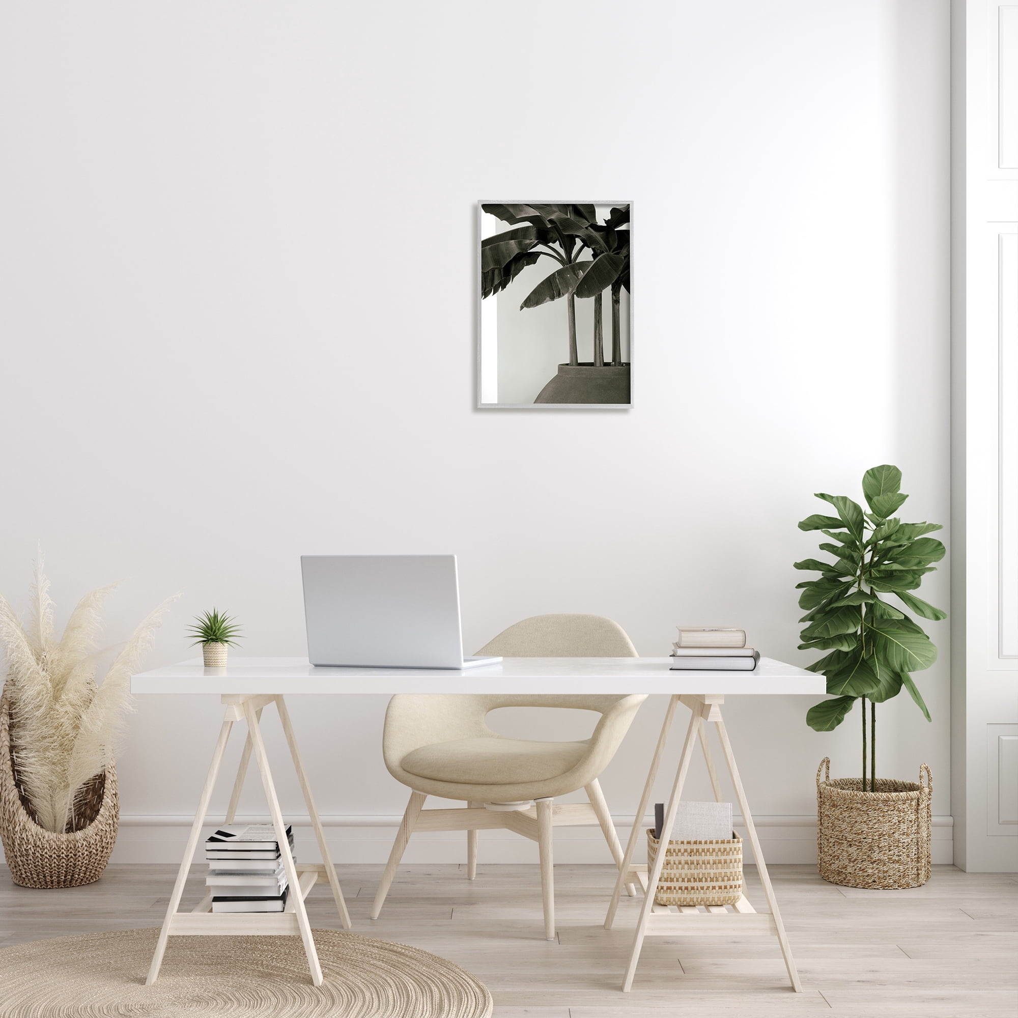 Stupell Industries Modern Tropical Palm Monochromatic Cement Planter, 16 x 20, Design by George Cannon
