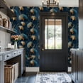 thumbnail image 6 of Peel and Stick Wallpaper Ginkgo Leaf Vine Metallic Gold Midnight Blue Wall Mural 17.7in x 9.8ft Self Adhesive Removable Wall Paper Renter Friendly Wallpaper for Nursery Bedroom Cabinets, 6 of 8