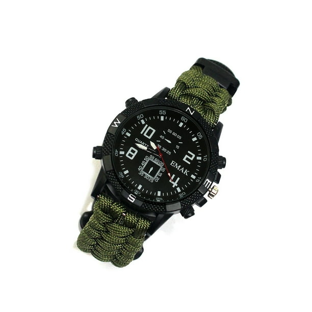 Wosthever Reloj de supervivencia, herramientas para acampar, equipo de senderismo, antorcha a prueba de golpes, mano de obra fina, suministros carpas ejercito verde