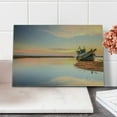 thumbnail image 2 of Nautical Cutting Board, Vessel on Coast Long Exposure Dramatic Sunset Photo Solitude Lonely Twilight Theme, Decorative Tempered Glass Cutting and Serving Board, Small Size, Blue Peach, by Ambesonne, 2 of 5