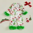 thumbnail image 2 of IVEYRTF Toddler Kids Christmas Print Jumpsuit Plush Romper Long Sleeve Fall Winter Bodysuit Outfit for Boys and Girls 1-6 Years(Green,3 Months), 2 of 3