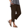 thumbnail image 2 of Bloomae Women's Lightweight Capri Pants Trendy Soft Cotton and Linen Elastic Waist Comfy Side Slit Lounge Cropped Trousers with Pockets Fashion Summer Beach Vacation Capris, 2 of 10