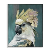 Stupell Industries Cockatoo with Gold Accents Animals Painting Black Framed Art Print Wall Art, 11 x 14
