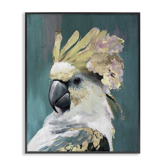 Stupell Industries Cockatoo with Gold Accents Animals Painting Black Framed Art Print Wall Art, 11 x 14