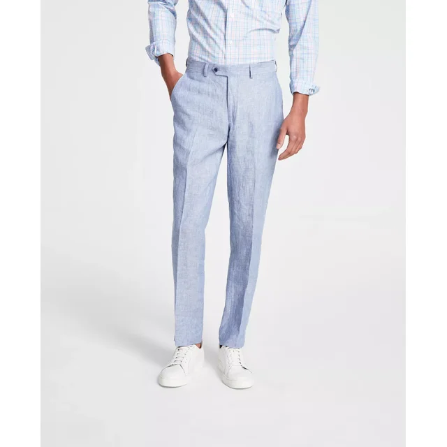 Bar III Pantalon Séparé en Lin Texturé Ajusté pour Homme, Bleu Lin, 34x34