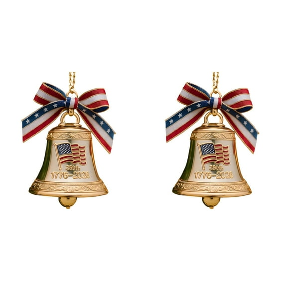 Patriotic Liberty Bell Ornament 250th Anniversary - Handmade Metal USA Commemorative Bell 1776-2026 for Christmas Tree Decor, Collectors Keepsake, Patriotic Home Garden Hanging Decoration