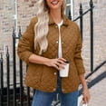 thumbnail image 4 of Women Winter Quilted Jacket Long Sleeve Button Down Puffer Barn Bomber Coat Lightweight Warm Outerwear Trendy, 4 of 7