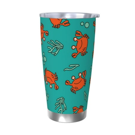 

Ocsxa Colorful Crab Pattern 20oz Travel Coffee Mug with Flip Lid Stainless Steel Insulated Insulated Coffee Mug Thermal Cup with Splash Proof Sliding Lid-Without Straw