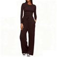 thumbnail image 2 of Pyhlmscde Women's Wide Leg Long Sleeve Crop Tops Matching Sets Outfits, Sweatsuits Women 2 Piece Outfit, Winter Clothes for Women, Fall Outfits for Women, 2 of 6