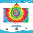 thumbnail image 2 of Rainbow Tie Dye Spiral Hooded Bath Towel，50"x30" for Ages 3 To 12 Kids, Quick Dry Lightweight Soft Microfiber Hood Beach Towel Cover Up for Kids, 2 of 7