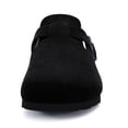 thumbnail image 4 of Litfun Suede Clogs for Women Cork Footbed Leather Sandals Arch Support Potato Shoes with Adjustable Buckle, Black, 4 of 7