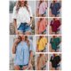 thumbnail image 5 of Jerseys de mujer Blusa floral de mujer Medias mangas acampanadas Camisas sueltas para primavera verano 1 1, 5 of 5