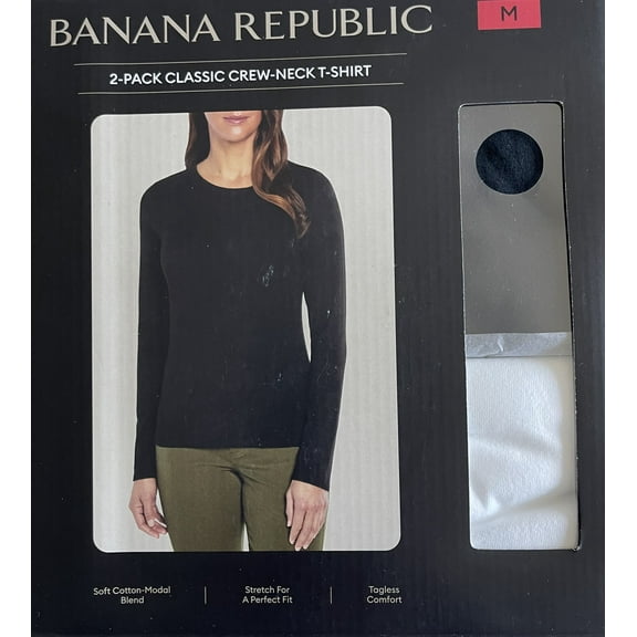 Banana Republic 2-Pack Classic  Crew - Neck T-Shirt (Black / White )  Medium