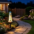 thumbnail image 6 of Solar Powered Lighthouse Light for Outdoor, Nautical Resin Ground Stake Lamp with Warm LED, Weatherproof Pathway Decoration for Garden, Yard, Patio, Coastal Landscape, 6 of 6