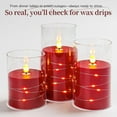 thumbnail image 3 of BAO  Flickering Flameless Candles with Remote,Acrylic LED Candles with Embedded Star String,Battery Operated Candle, for Home and Holiday Decoration Set of 3（Red）, 3 of 15