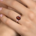 thumbnail image 4 of Gem Stone King 3.30 Ct Oval Red Garnet Pink Lab Grown Diamond 18K Rose Gold Plated Silver Ring, 4 of 6