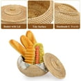 thumbnail image 4 of Round Rattan Boxes with Lid Natural Woven Storage Basket Bin Multi-Purpose Wicker Tray Weaving Decorative Shelf Basket Farmhouse Picnic Bread Fruit Table Storage Basket, 4 of 8
