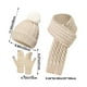 thumbnail image 3 of Set de guantes de bufanda para sombrero de invierno de mujer - Gorro de punto de 3 piezas, bufanda larga y guantes de pantalla táctil - Negro, blanco, gris, rosa beige, 3 of 6