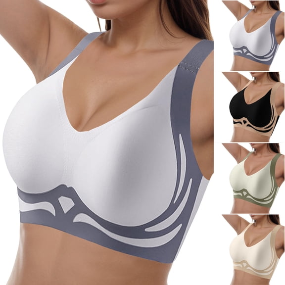felwors Smoothing Bra Anti Sagging Wireless Push Up Bras for Women No Underwire Full Coverage Bra Comfy Bras for Women(Light Blue, XXL)