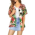 thumbnail image 5 of HAPPY BAY Hawaiian Shirts Womens Casual Summer Beach Party Blouse Shirt Blouses Short Sleeve Vacation Tops Button up Dress Shirts for Women XL Tropical Floral, Autumn Beige, 5 of 5