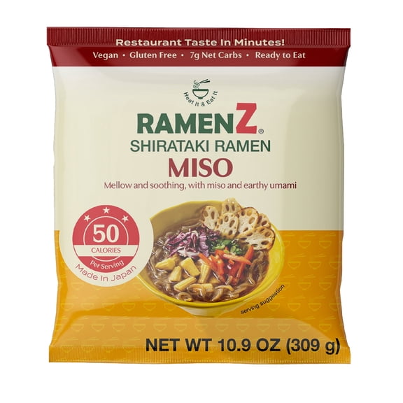 RAMEN Z Miso 1 Pack Shiratake noodles, Keto, Gluten Free, Dairy free, No Trans Fat, Konjac Noodles