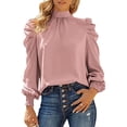 thumbnail image 2 of Long Sleeve Blouse,Women Long Puff Sleeve Pure Color Blouse High Neck Blouse Custom Engineered, 2 of 6