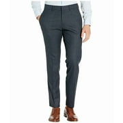 Kenneth Cole Mens Slim fit Dress Pants 32 / 32 Charcoal Grey Check Stretch