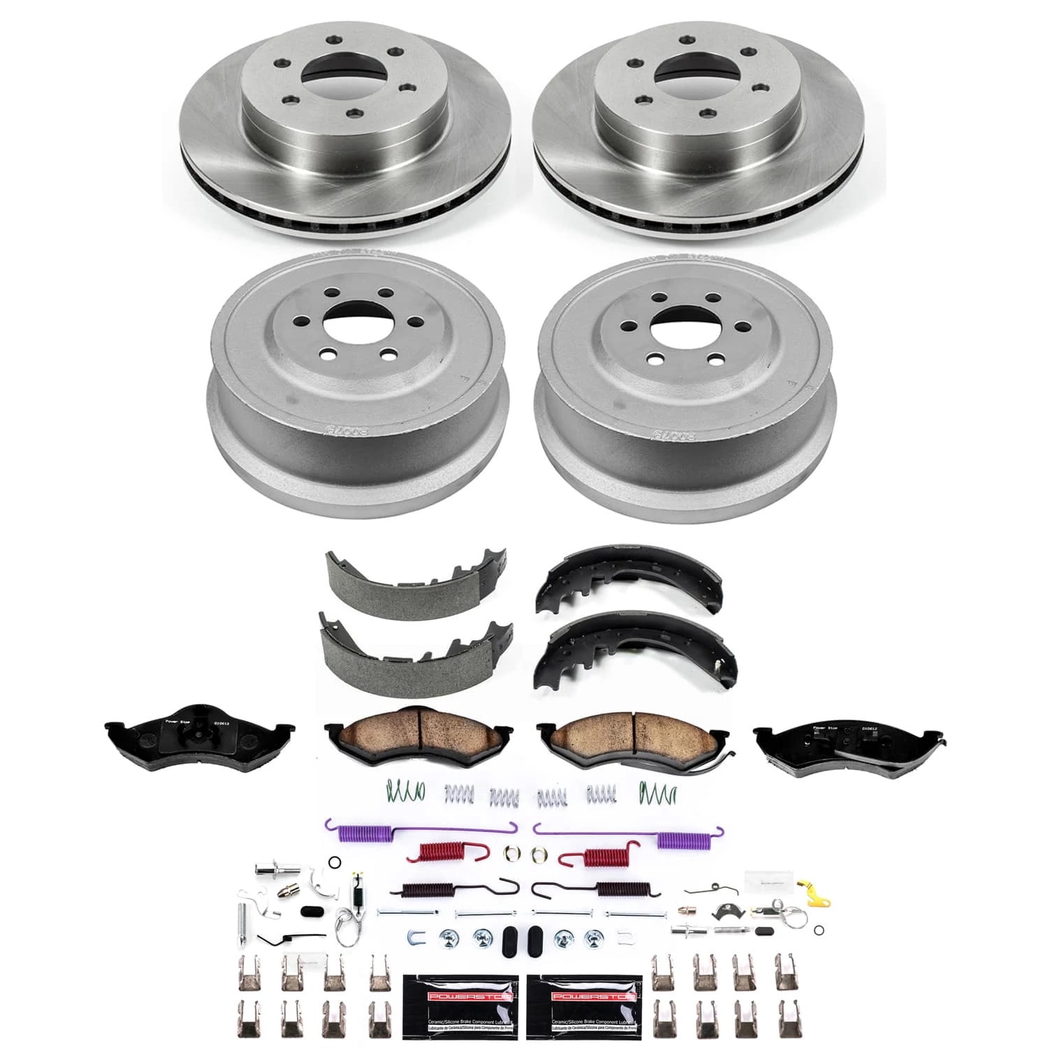PowerStop Front and Rear Stock Replacement Brake Pad Rotor Drum and Shoe Kit KOE15540DK