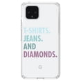 thumbnail image 1 of DistinctInk Clear Shockproof Hybrid Case for Google Pixel 4 XL (6.3" Screen) - TPU Bumper Acrylic Back Tempered Glass Screen Protector - T-Shirts Jeans and Diamonds, 1 of 1