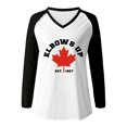 thumbnail image 3 of MHFRRA Camiseta de Manga Larga con Cuello En V y Estampado de La Bandera de Canadá para Mujer Negro, 3 of 4