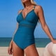 thumbnail image 4 of Traje de baño de una pieza para mujer, moda para mujer, sin mangas, sólido, cuello en V, bikini, traje de baño push-up, acolchado, traje de baño, traje de baño de talla grande, mono de baño para mujer, 4 of 5