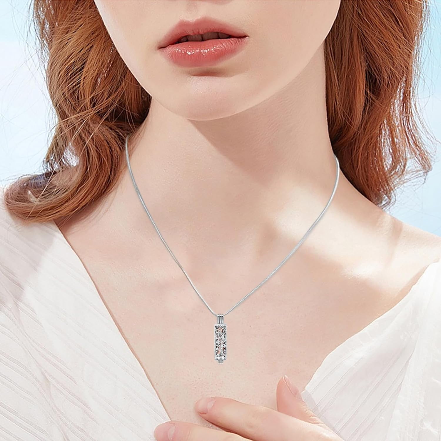 3Pcs Urn Necklace for Ashes for Women Stainless Steel Teardrop Butterfly Tree of Life Hollow Mini Cylinder Keepsake Cremation Memorial Pendant