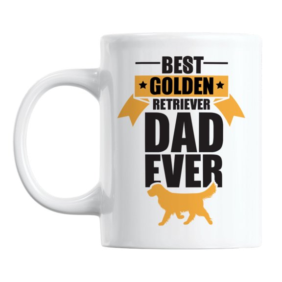 Best Golden Retriever Dad Ever White Ceramic Coffee & Tea Mug (11oz)