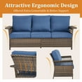 thumbnail image 5 of PARKWELL Wicker Outdoor 3 Seater Sofa,Patio Rattan Couch with Cushions Deep Seat,Navy, 5 of 10