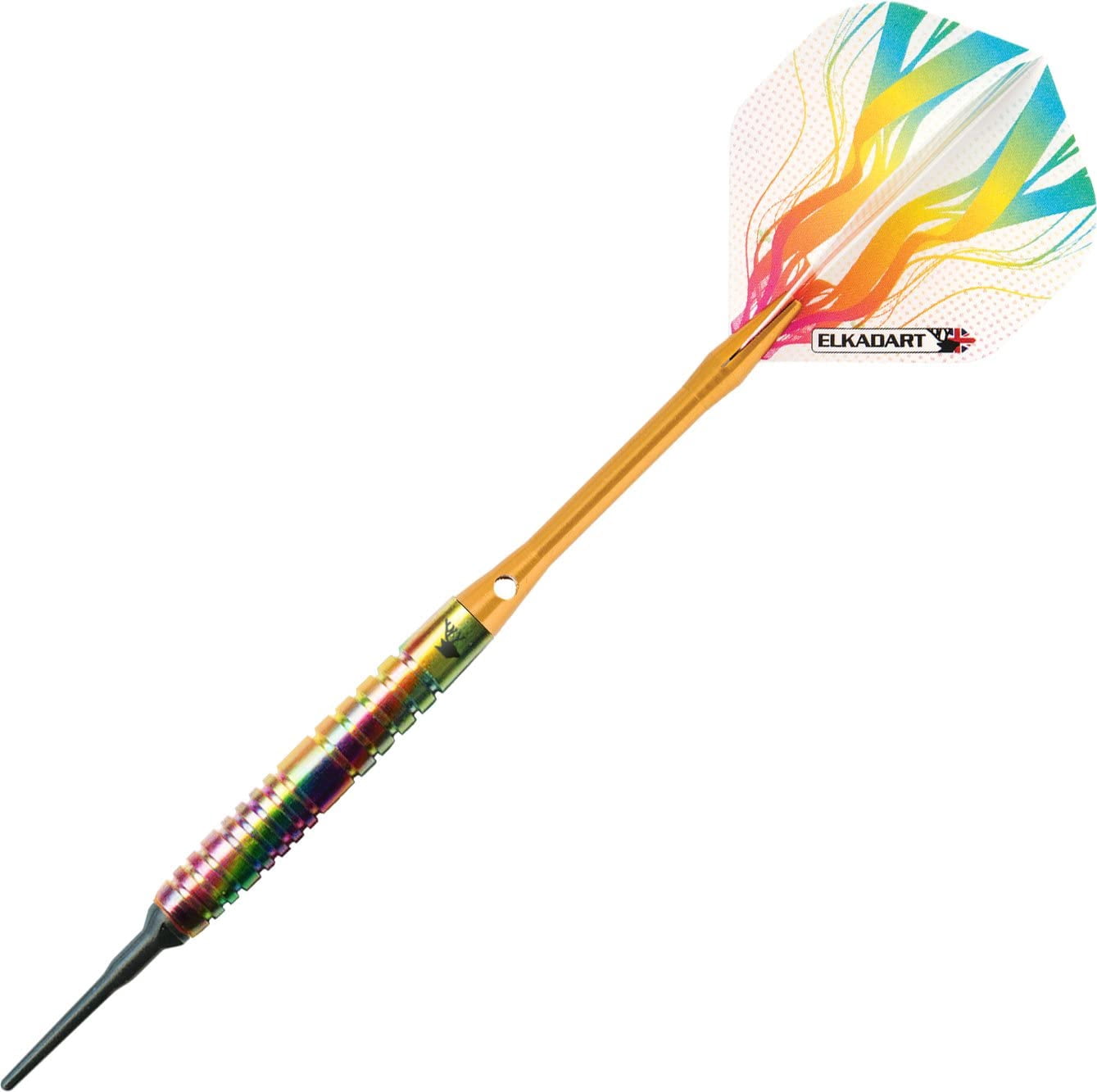 Elkadart Rainbow 90% Tungsten Soft Tip Dart Set, Ringed Barrel, 18 Grams