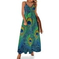 thumbnail image 1 of Vestido sin mangas con estampado de pavo real para mujer, vestido de verano, vestido elegante coreano para mujer, 1 of 7