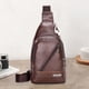 thumbnail image 5 of Bolsa de pecho de cuero suave para hombre en marrón - Bolso de hombro casual impermeable, moderno, 5 of 7