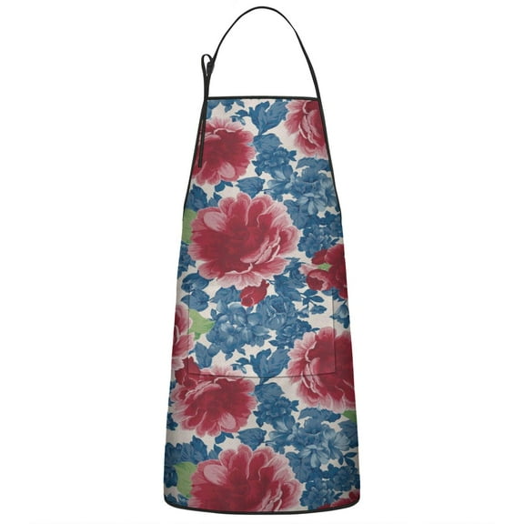 Women Men Adjustable Bib Apron with Pockets Pioneer Colorful Floral Cooking Kitchen Aprons