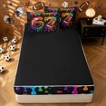 thumbnail image 4 of meiyoeat Graffiti Dripping Football Zipper Twin Comforter Sets with Fitted Sheet and 2 Pillowcases for Boys, Rainbow 67 Number Stars Zipper Bedding Set, Black Reversible, 4 Pieces, 4 of 7