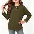 thumbnail image 2 of ATOGUTA Long Sleeve Shirts Girls Casual Long Sleeve T Shirts Kids Crewneck Tops Fashion Tees Size 0-12, Army Green, 2 of 6