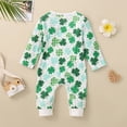 thumbnail image 4 of ASFGIMUJ St. Patrick's Day Baby Romper Outfit - Shamrock Print Green Long Sleeve Bodysuit for Boys Girls 0-24 Months, Soft Cotton Toddler Clothes with Lucky Clover Design, 4 of 4