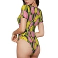 thumbnail image 3 of Naloa Tulips Flowers Women's Short-Sleeved Onesie, One-Piece Swimsuit for Parties, dates, clubs - X-Large, 3 of 9